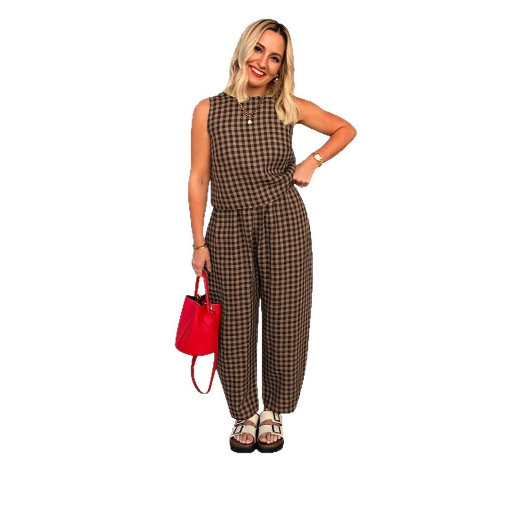 Women's jumpsuit with check pattern and relaxed fit Ivyshape