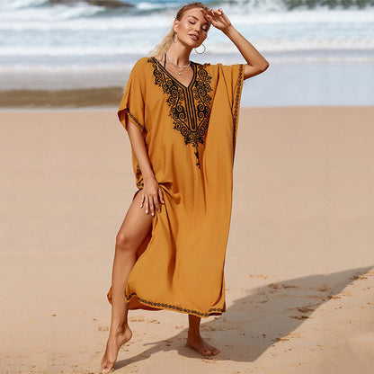 Women's Kaftan with intricate embroidery and side slits Ivyshape
