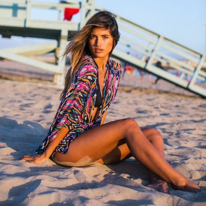 Women's casual beach cover-up with playful button design and loose fit Ivyshape