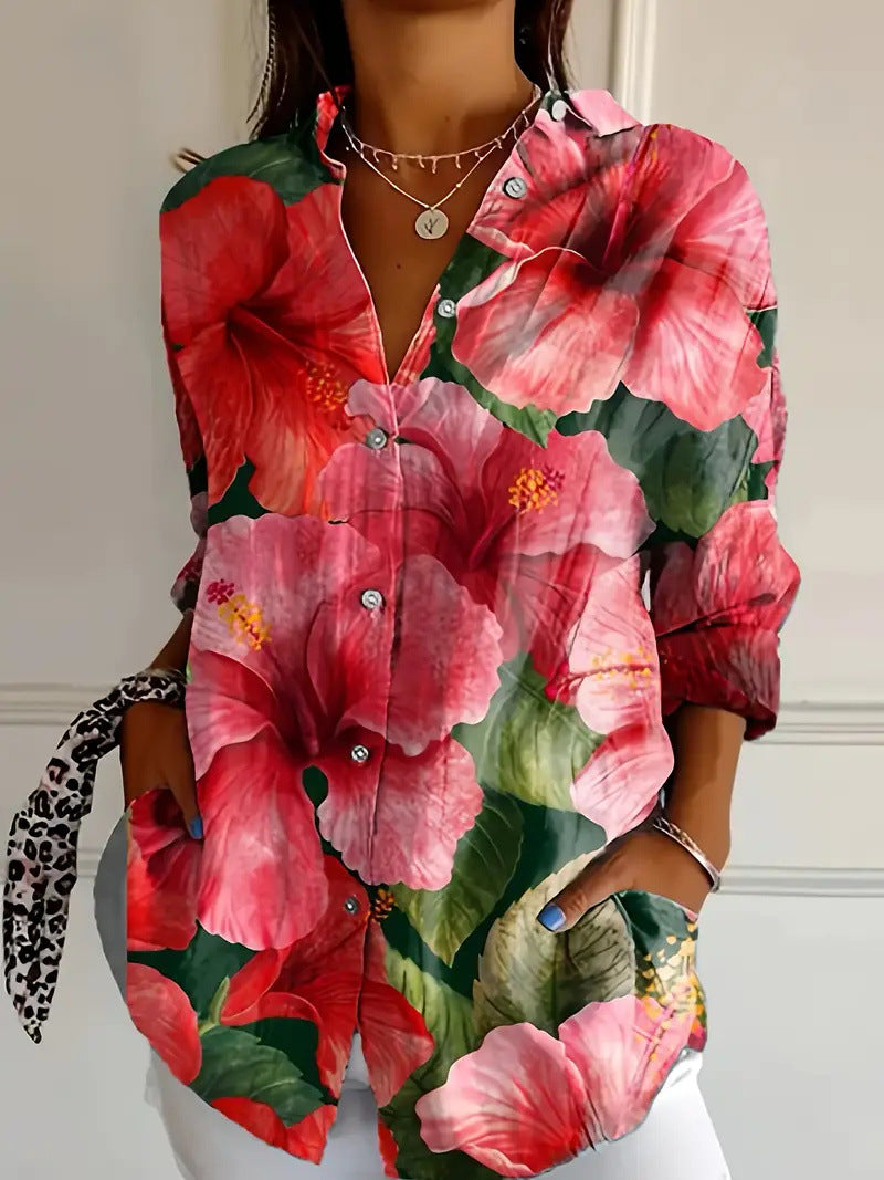Samantha - Blusa abotonada floral tropical