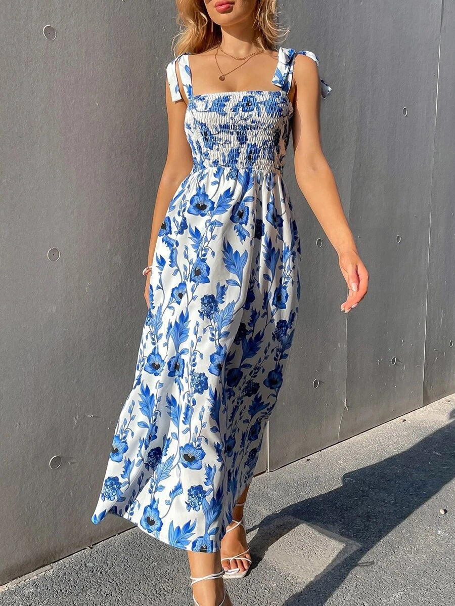 Women's summer dress with floral patterns Ivyshape