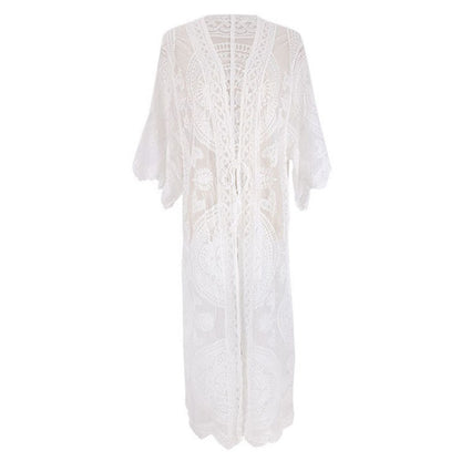Women's Elegant Crochet Kimono Beach Jacket Ivyshape