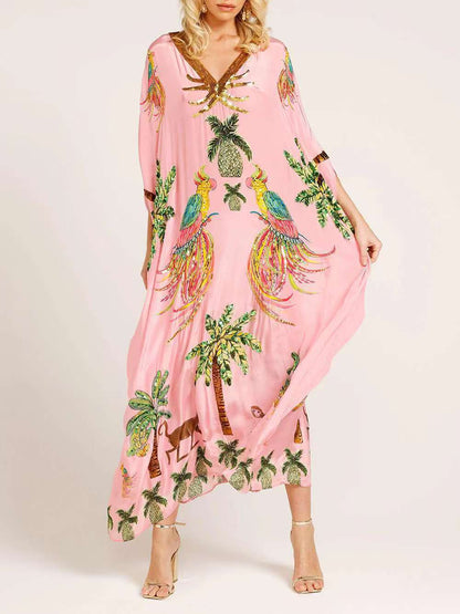 Women's Kimono Top with Colorful Tropical Print Ivyshape