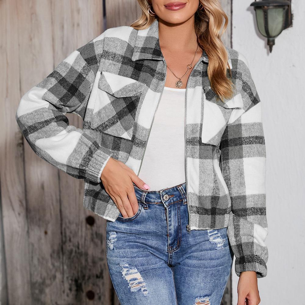Women's Check Flannel Jacket Ivyshape