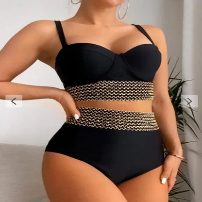 Women’s bikini set with elegant bustier top and high-cut bottom Ivyshape