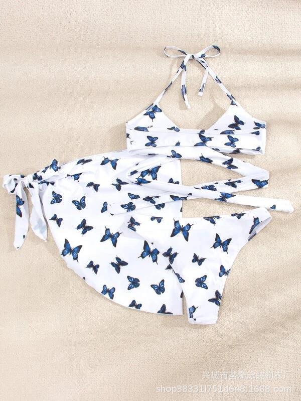 Women’s bikini set with asymmetrical cover-up and playful butterfly design Ivyshape