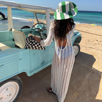 Ladies Transparent Beach Robe with Stylish Back Cutout Ivyshape