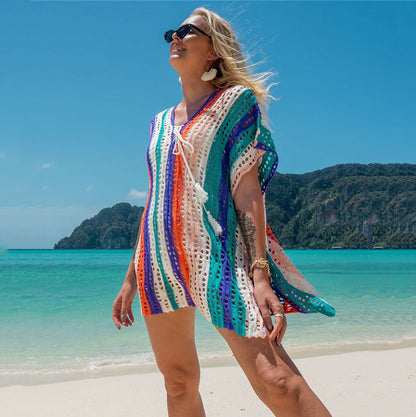 Women's beach tunics in a casual boho style with playful pattern Ivyshape