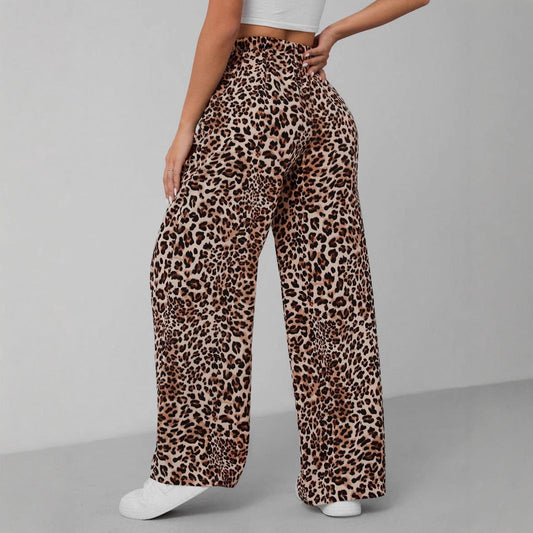Women's Relaxed Fit Leopard Print Palazzo Pants Ivyshape