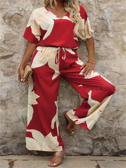 Ladies set with floral design and elastic waistband Ivyshape