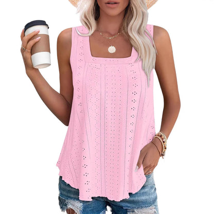 Ladies' top with square neckline and eyelet details Ivyshape