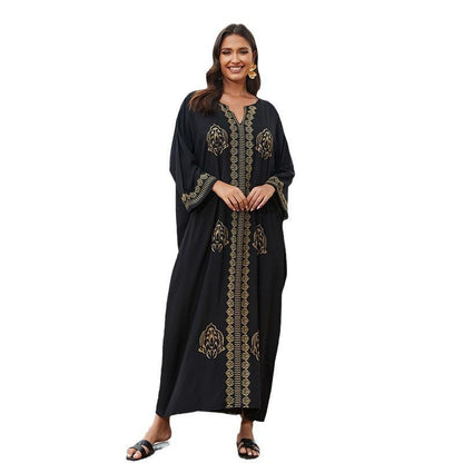 Women's long beach robe with elaborate embroidery Ivyshape