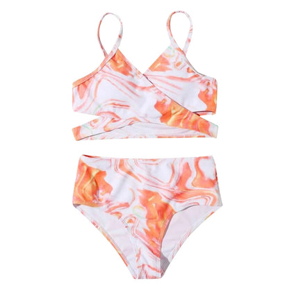 Women's tankini set with elegant wrap top and high-waisted shorts Ivyshape