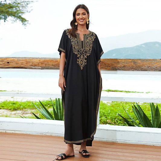 Ladies airy kaftan with intricate embroideries Ivyshape