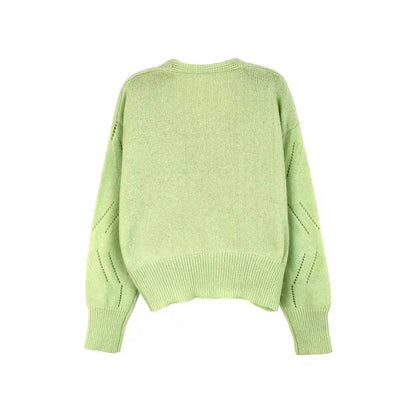 Ladies fashionable knitted cardigan with floral applications Ivyshape