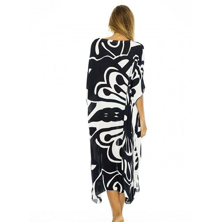 Ladies elegant Kaftan with modern floral pattern Ivyshape