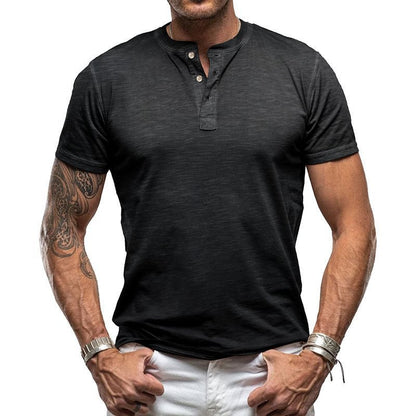 Men's short sleeve shirt with button placket Ivyshape