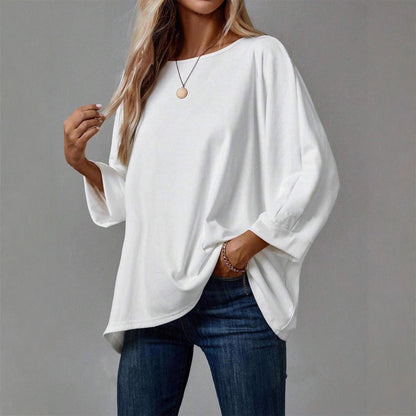 Ladies casual tunic with dropped shoulder and asymmetric hem Ivyshape