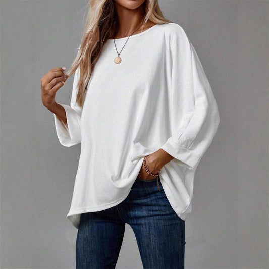 Ladies casual tunic with dropped shoulder and asymmetric hem Ivyshape