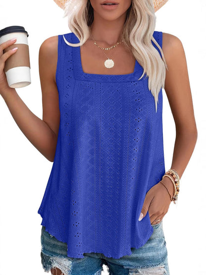 Ladies' top with square neckline and eyelet details Ivyshape