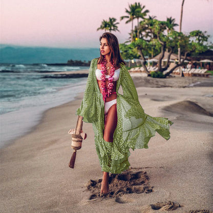 Women's elegant beach cover-up with flowing ruffle design Ivyshape