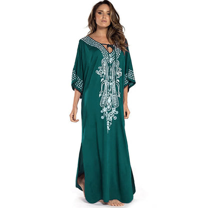 Women's Kaftan with artistic, intricate embroidery design and airy sleeves Ivyshape