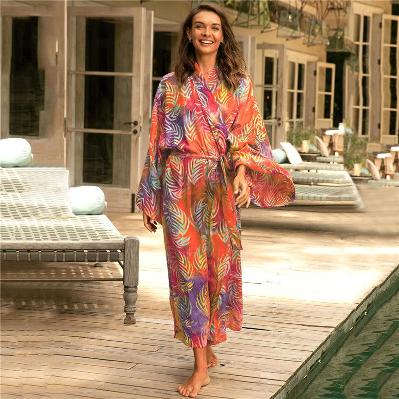Women Light Beach Dress with Wide Sleeves Ivyshape