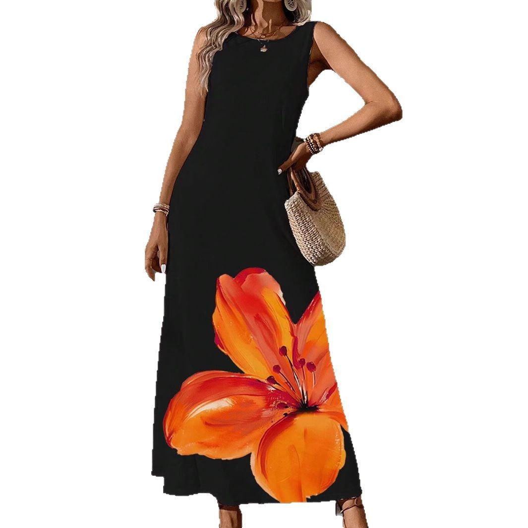 Women's Floral Pattern Maxi Dress with Artistic Design Ivyshape