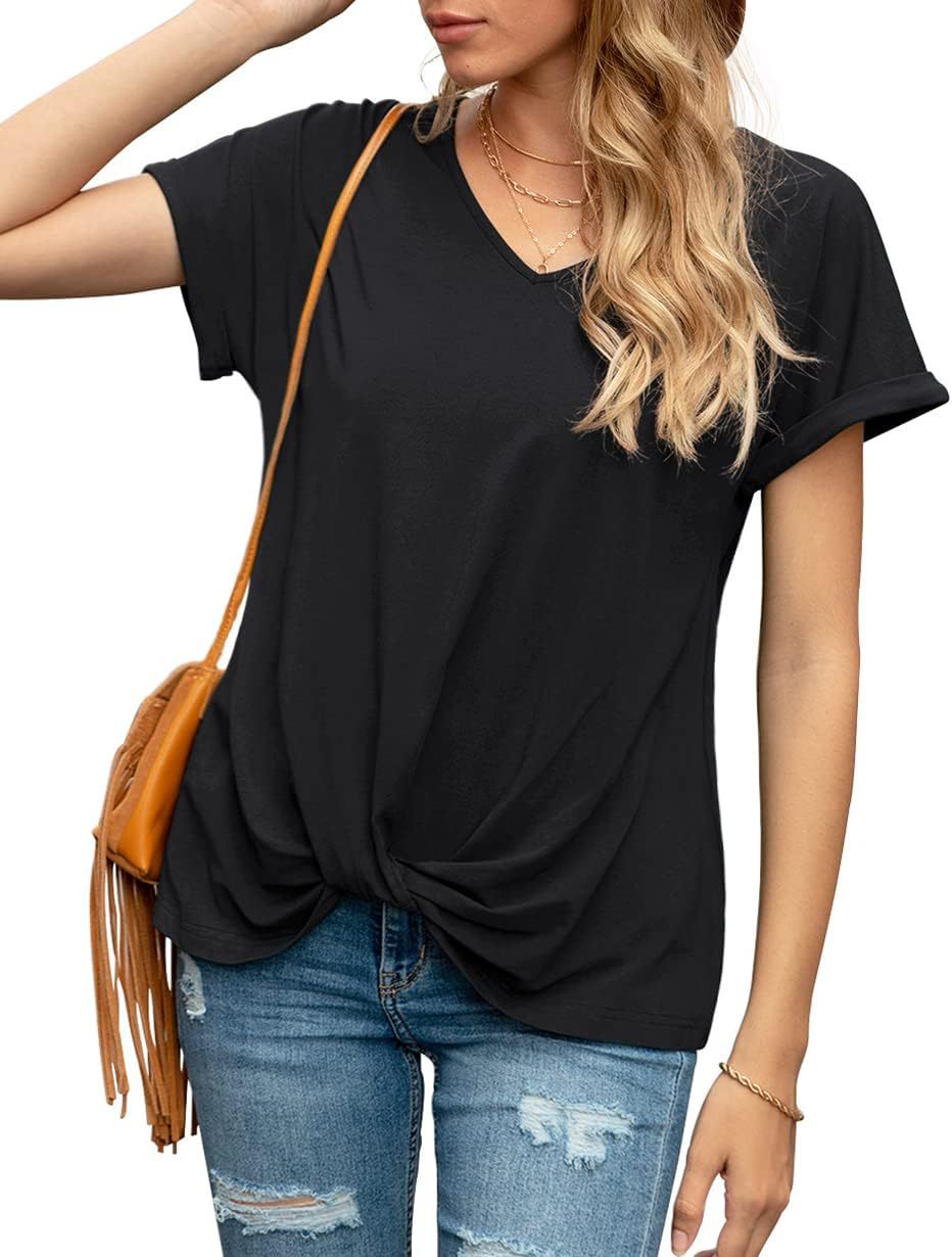Women's Knot V-Neck Casual Top Ivyshape