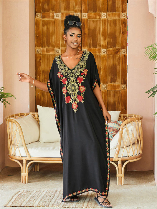 Ladies elegant kaftan with intricate floral embroidery Ivyshape