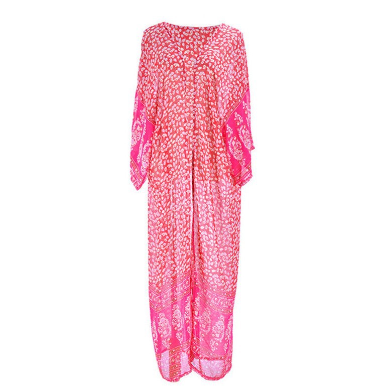Women's airy kaftan with floral pattern and transparent design Ivyshape