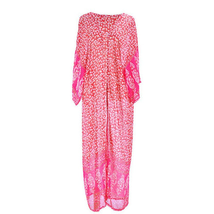 Women's airy kaftan with floral pattern and transparent design Ivyshape