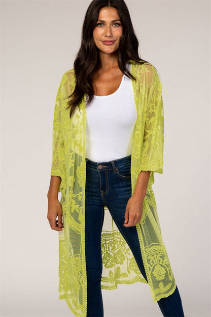 Ladies Elegant Crochet Kimono with Floral Details Ivyshape