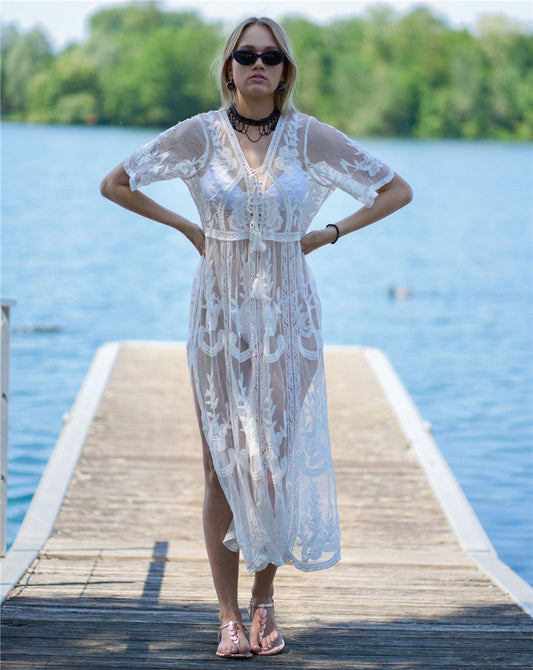 Ladies Lace Kimono with Transparent Elegance Ivyshape