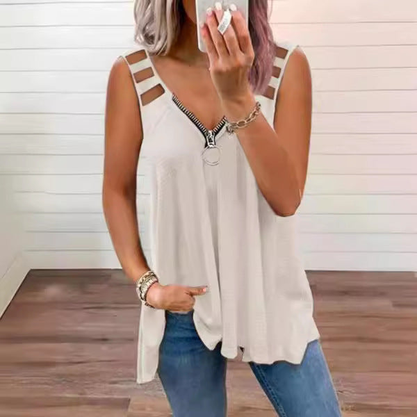 Ladies Trendy Zip-Up Tanktop Ivyshape