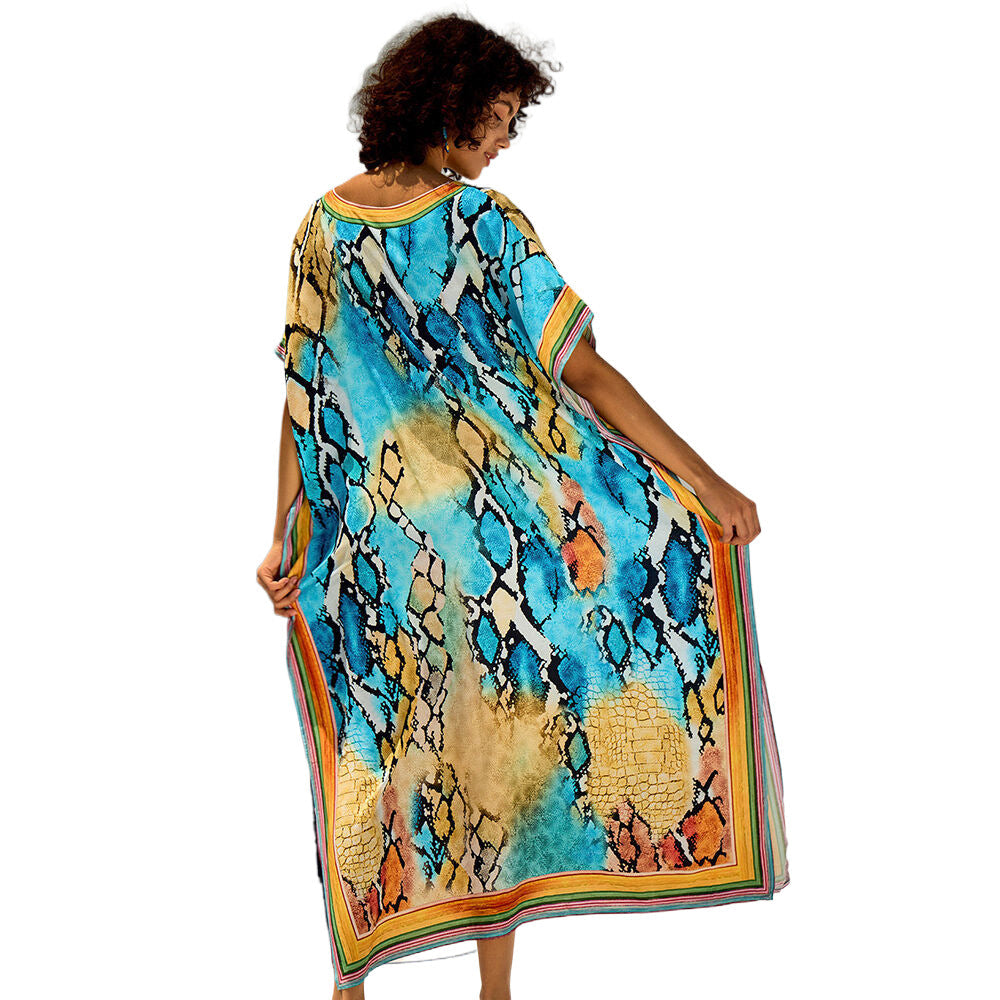Women's elegant kaftan with artistic zebra pattern Ivyshape