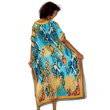 Women's elegant kaftan with artistic zebra pattern Ivyshape
