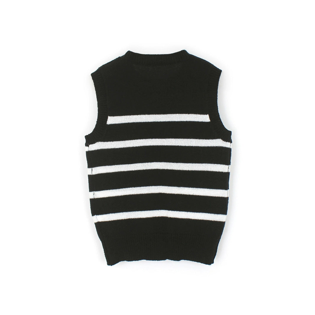 Women's striped knitted vest with textured finish Ivyshape