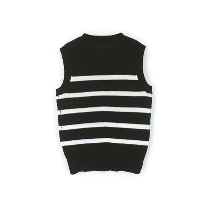 Women's striped knitted vest with textured finish Ivyshape