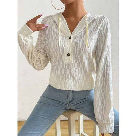 Women's hoodie with structured waffle look Ivyshape
