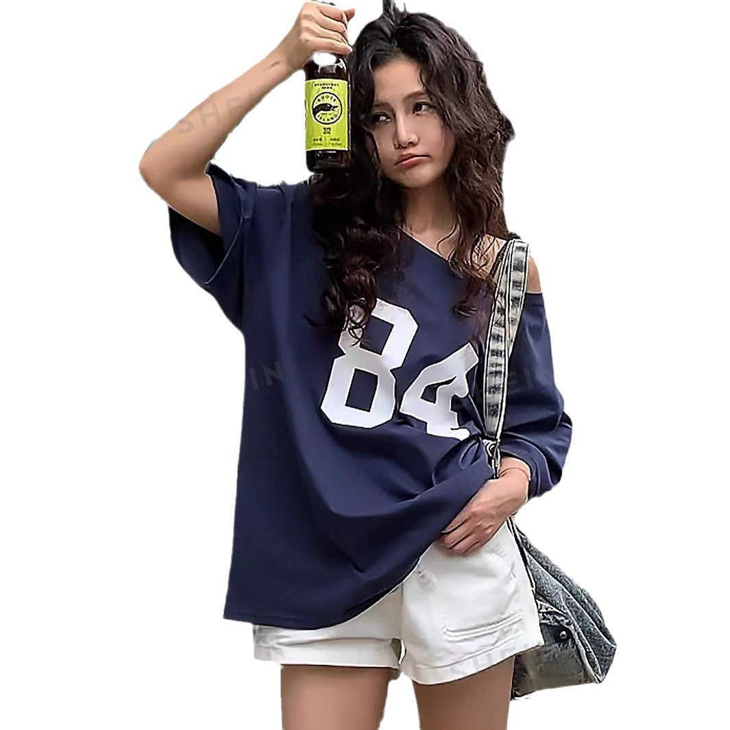 Ladies Off-Shoulder Sport T-Shirt Ivyshape