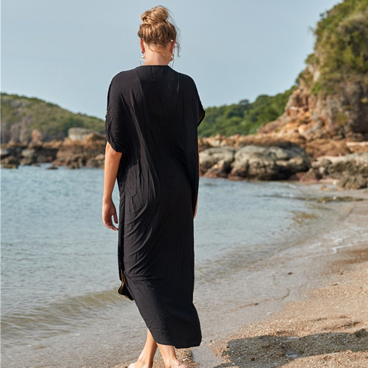 Ladies Elegant Beach Kaftan with Exquisite Embroidery Details Ivyshape
