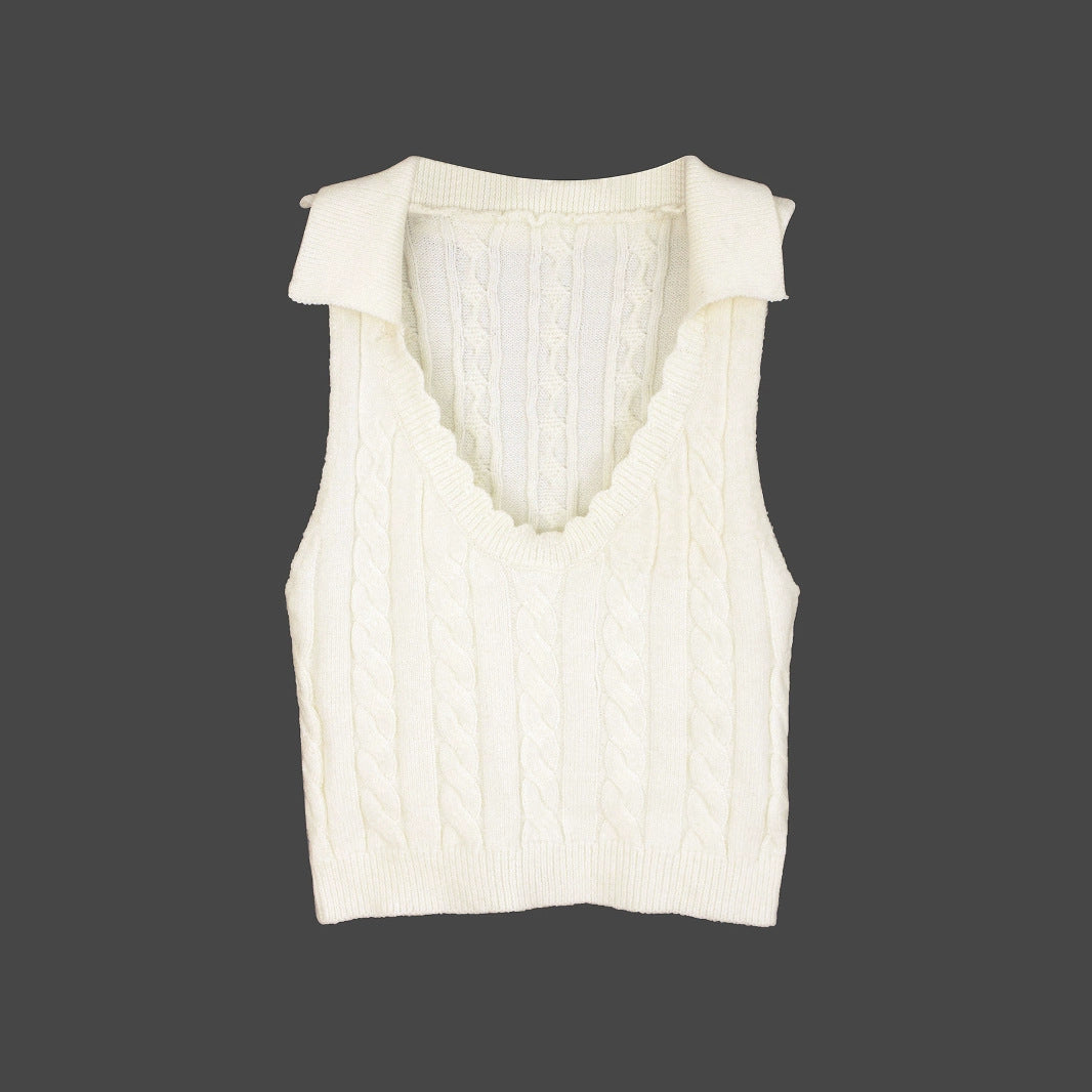 Ladies stylish knitted top with collar Ivyshape