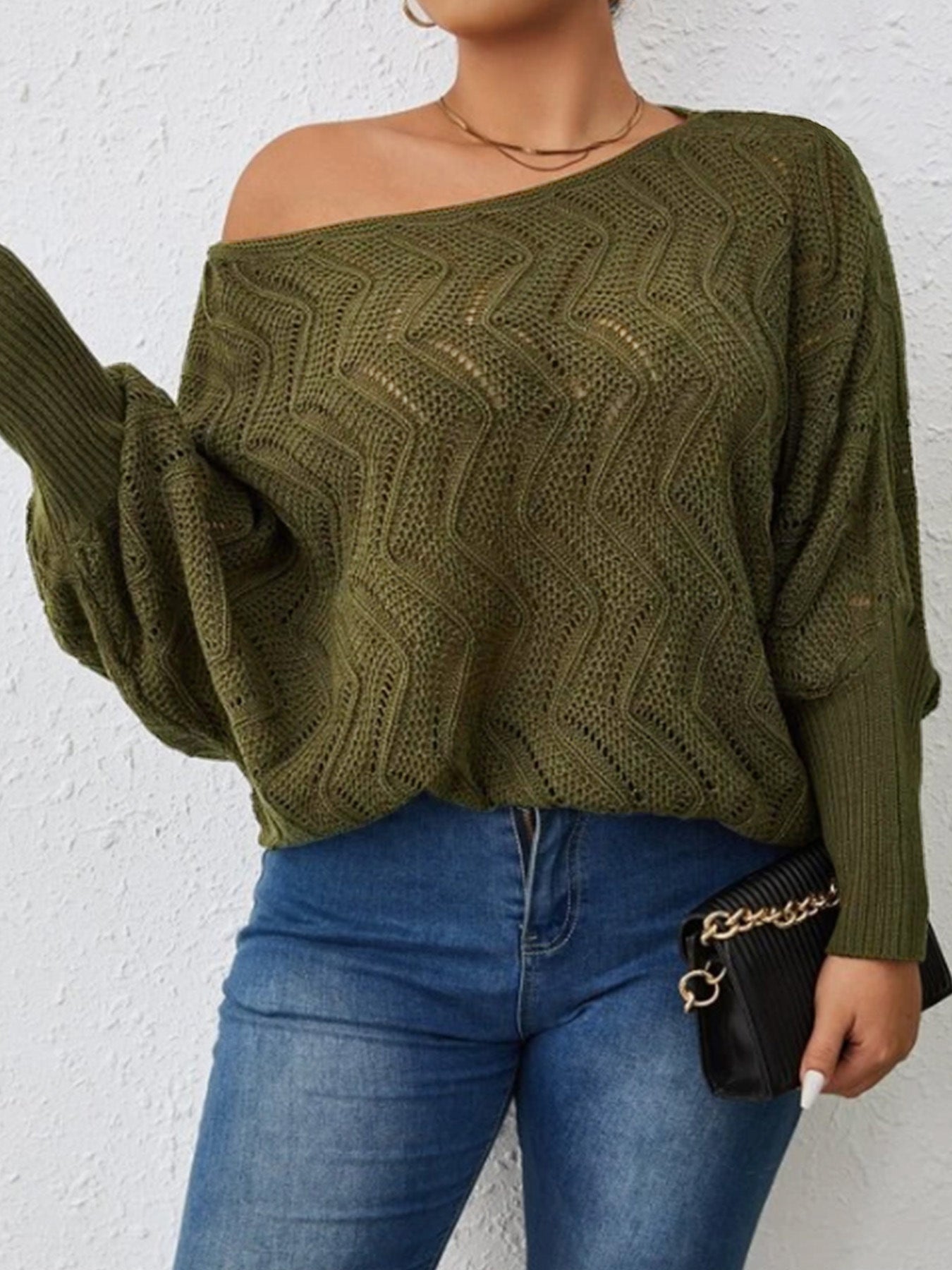 Women's casual knitted sweater with zigzag pattern Ivyshape
