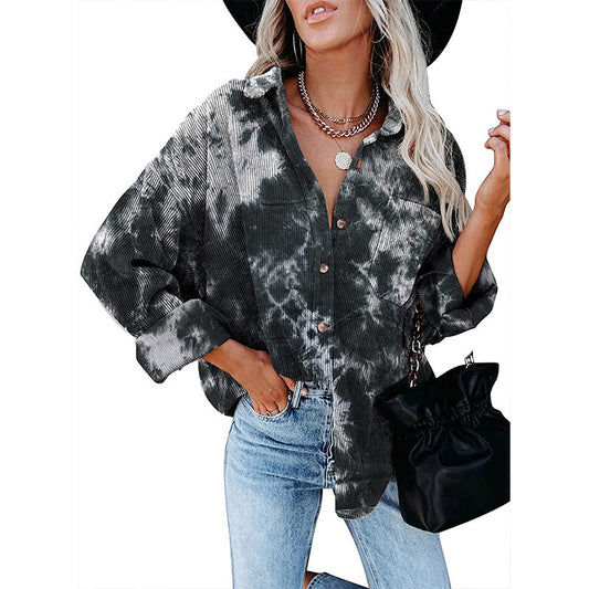 Women's casual oversized shirt blouse made of cord Ivyshape