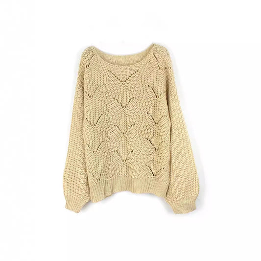 Ladies airy knitted pullover with sophisticated lace pattern Ivyshape