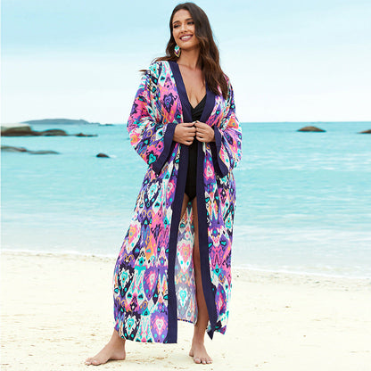 Ladies elegant wrap kimono with graphic pattern and wide cut Ivyshape