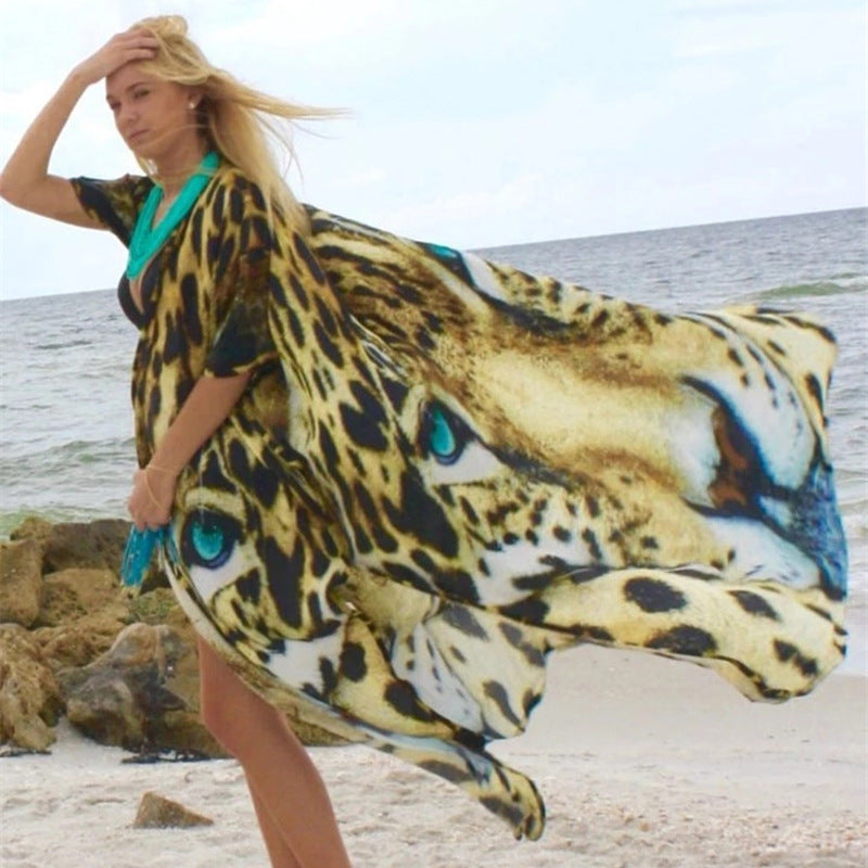 Women's Kaftan Cover-Up with Lively Animal Design Ivyshape