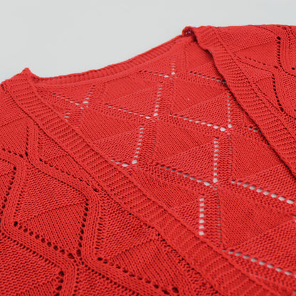 Women's casual knitted cardigan with elaborate hole pattern Ivyshape