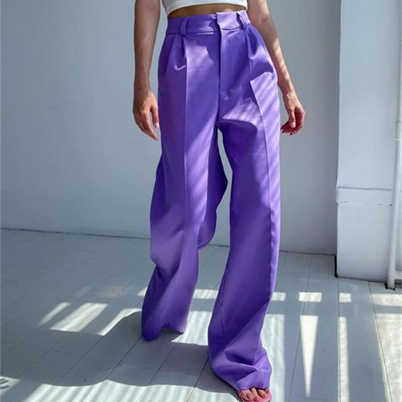 Women's Elegant Wide-Leg Trousers with High Waist Ivyshape